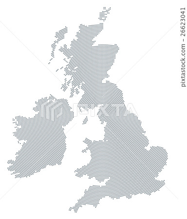 插图素材: british isles map gray radial dot pattern