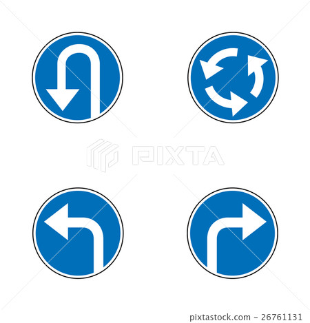 插图素材: set of variants a u-turn forbidden - road sign