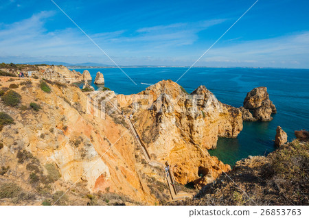 图库照片 风景看法,葡萄牙,拉各斯沿海风景,惊人的拉各斯海滨葡萄牙