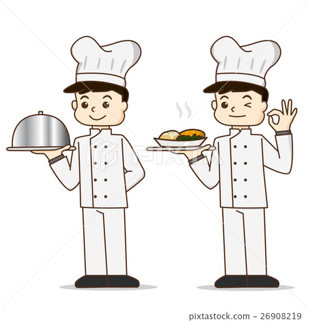 插图素材: cartoon cook chef character holding delicious food