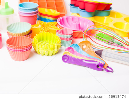 图库照片: rainbow silicone confectionery utensils