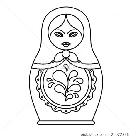 插图素材: russian nesting doll icon, outline style