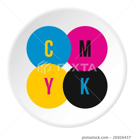 color profiles,crayolacolor 插图素材: cmyk color profile icon, flat style
