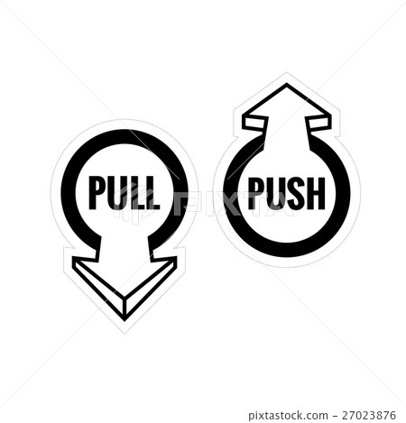 插图素材: pull and push door sign set.