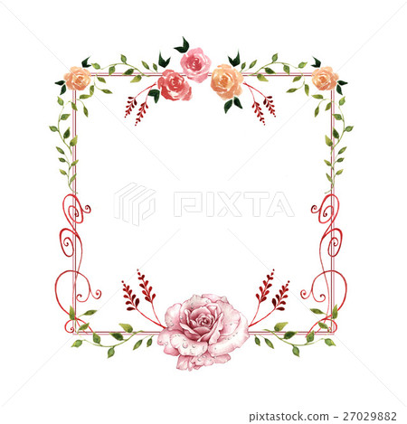 插图素材: wildflower rose flower frame in a watercolor style