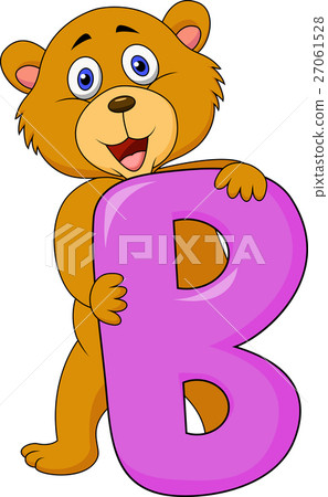 图库插图: alphabet b with bear cartoon