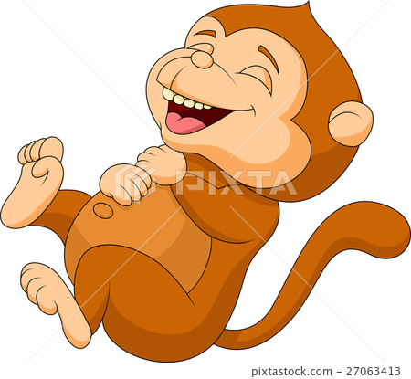 插图素材: cute monkey cartoon laughing