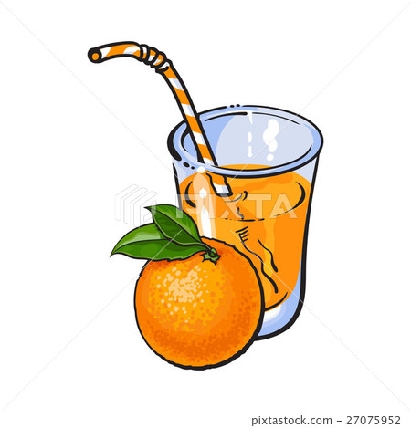 插图素材: glass of freshly squeezed juice with a whole