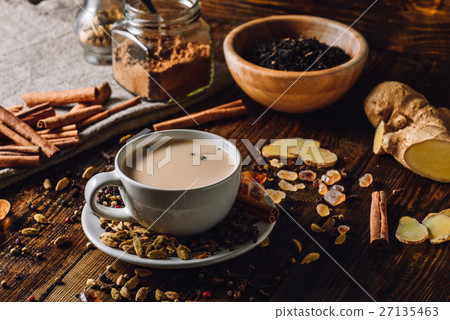 图库照片: spiced indian tea with milk