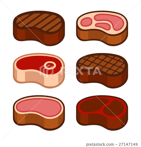 插图素材: steak icons set. vector