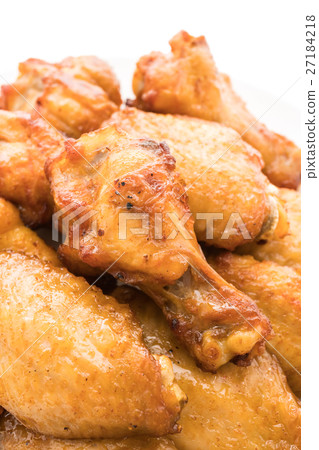 图库照片: grilled bbq chicken wing in white plate