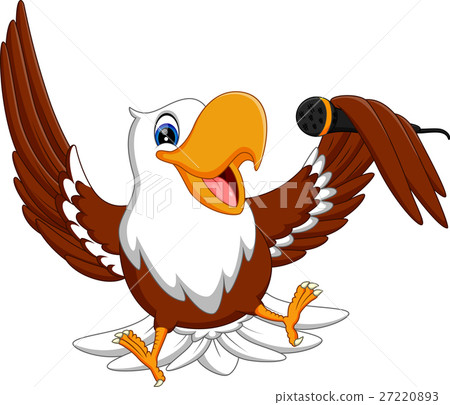 图库插图: cartoon bald eagle standing with wings extended