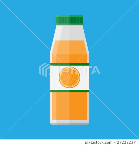 插图素材: glass bottle of orange juice and fruit on sticker