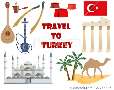 插图素材: travel to turkey. symbols of turkey.