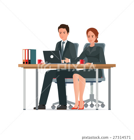 图库插图: office people work in office.