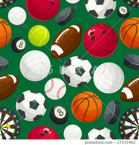 图库插图: sport balls and equipment seamless pattern