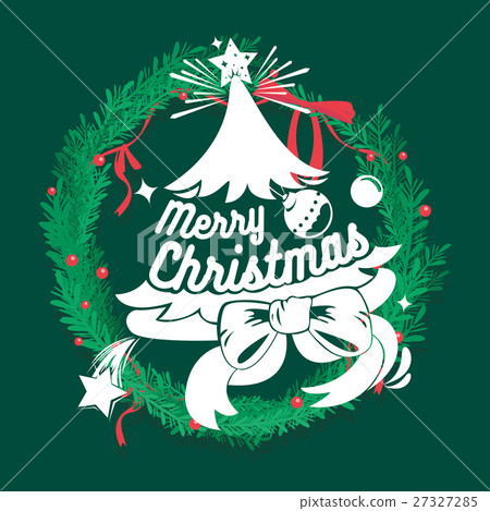 图库插图: merry christmas and happy new year postcard