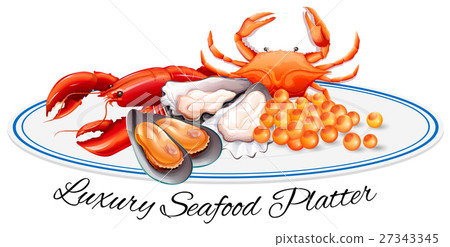 Seafood,flat fish 插图素材: luxury seafood on the plate 查看全部
