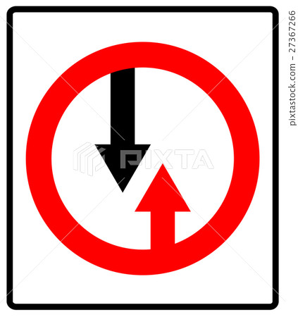 插图素材: give way to oncoming traffic sign. vector road