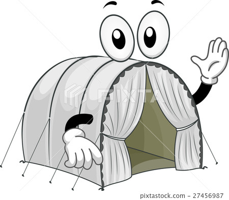 插图素材: mascot refugee tent