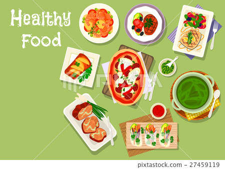 插图素材: lunch meal dishes icon for healthy food design