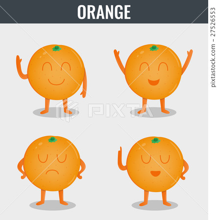 插图素材: orange. funny cartoon fruits. organic food. vector