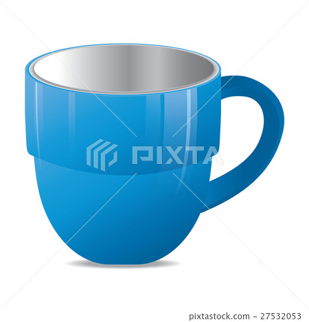 插图素材: blue cup isolated on white background.