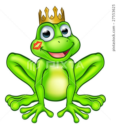 图库插图: cartoon frog prince kiss