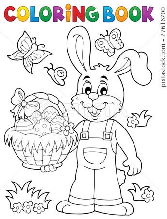 插图素材: coloring book easter rabbit theme 7