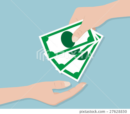 插图素材: hand give money, business concept