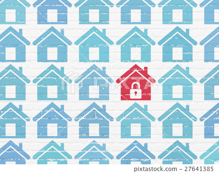 插图素材 privacy concept home icon on wall background