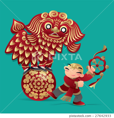 插图素材: chinese lion dancing
