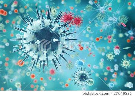 图库插图: influenza virus h1n1. swine flu, infect organism