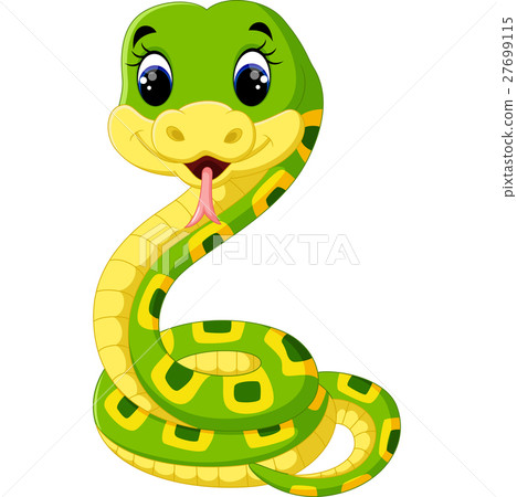 图库插图: cute green snake cartoon