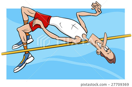 插图素材: high jump sportsman cartoon