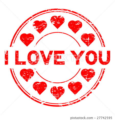 rubber stamp,utility knife 插图素材: grunge red i love you with heart icon rubber stamp
