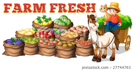 插图素材: farm fresh products and farmer