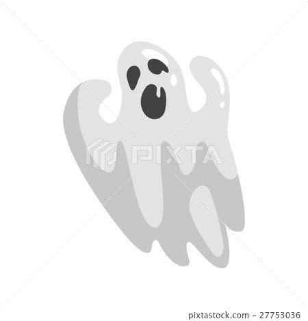 插图素材: white ghost in childish cartoon manner isolated on