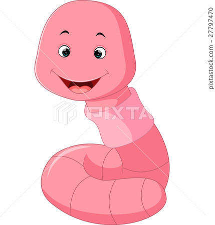 插图素材: cute pink worm cartoon