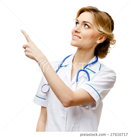 图库照片: woman doctor standing on white background