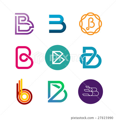 插图素材: letter b logo set. color icon templates design.