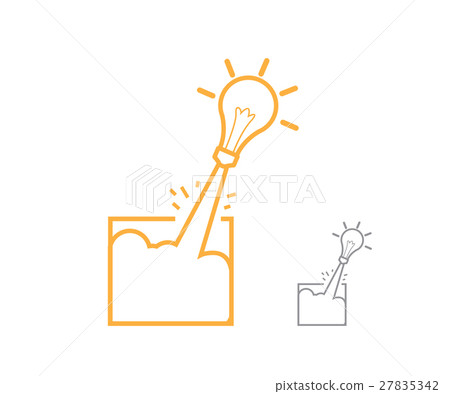 think out,think 插图素材: think out of box, creative idea concept line style