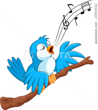 图库插图: cartoon bird sing on the branch