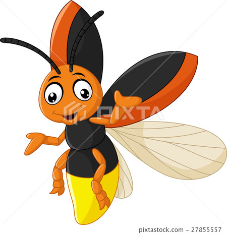 插图素材 cute firefly cartoon waving