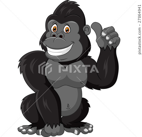 图库插图 cartoon funny gorilla giving thumb up