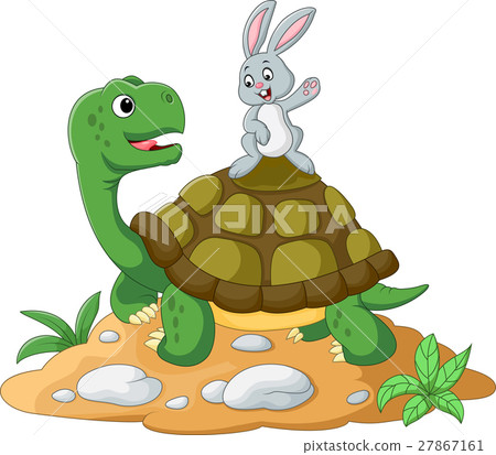 插图素材: cartoon turtle and rabbit
