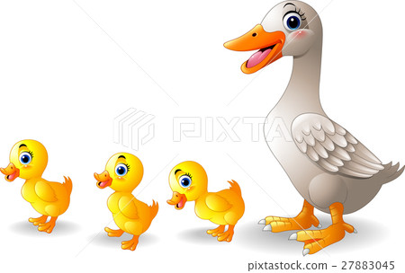插图素材: cartoon duck family cartoon