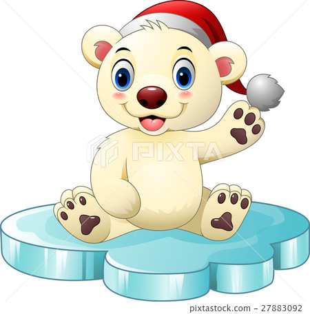 插图素材: cartoon baby polar bear waving hand