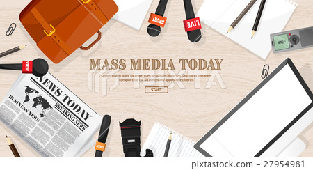 图库插图: mass media background in a flat style.press