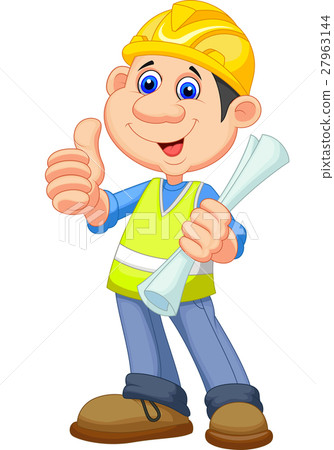 插图素材: cartoon construction worker repairman